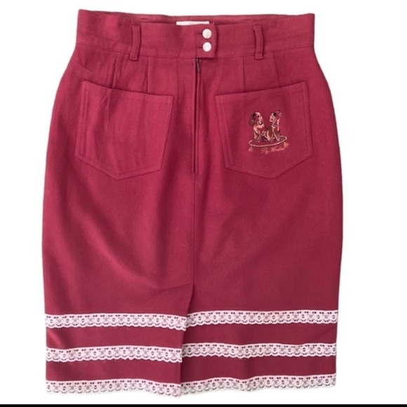 Andres New Traditionals Midi Skirt Cottagecore Cashmere Wool Lace trim Belgium - Picture 10 of 10